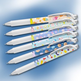 Pentel Energel BLN75 Retractable Gel Ink Rollerball Pen - 0.5mm - 54% Recycled - Black Ink - In Pillow Packaging (6 Pack, Mixed)