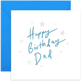Old English Co. Dad Birthday Card for Him - Father Male Birthday Card for Family - Silver Foil Stars Sparkle Card Design - Modern Birthday Card | Blank Inside