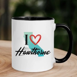 Keepsake Mug for Hawthorne CA City - I Love Hawthorne Mug Accent Black 11oz