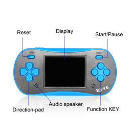 Handheld Game Player for Kids Adults- FAMILY POCKET RS16 Portable Classic Game Controller Built-in 260 Game 2.5 inch LCD Retro Arcade Video Game System Children's Birthday Gift (Blue)