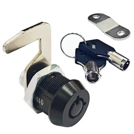 1 Pack Black Toolbox Locks with Keys 5/8 Inch Tubular Cam Lock Keyed Alike Zinc Alloy Cabinet Lock Hook Cam Drawers Locks