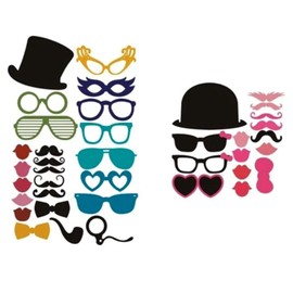 Trimming Shop Selfie Photo Booth Funny Props Assorted Design for New Year, Party Favour, Birthday, Wedding, Anniversary, Event Photography Decorations, 36pcs