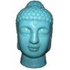 UTC Ceramic Buddha Head Rounded Ushnisha Turquoise Blue Crackle 6.3"