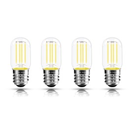 NOVELUX 2.5 in E17 Intermediate Base LED Filament Bulb 360 Lumens, 5000K Daylight White Dimmable Appliance Bulb AC 120V, UL Certified T8 Microwave Light Bulbs Under Hood for Refrigerator Stove 4Pack