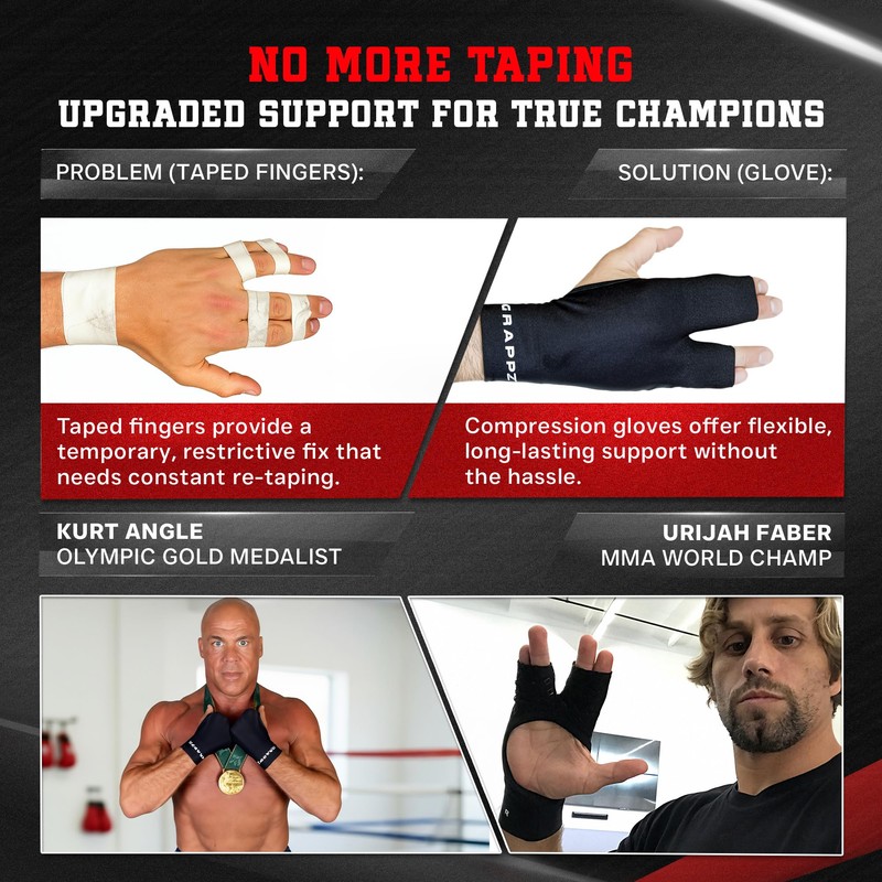 Grappz Finger Support Athletic Compression Gloves – Athletic Buddy Tape