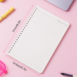 OFFCUP Wirebound 4 Pack Spiral Notebook, 120 Pages/ 60 Sheets Waterproof Notepad Cute Exercise Lined Paper Easy to Carry for Business Office School Travel（Sea）