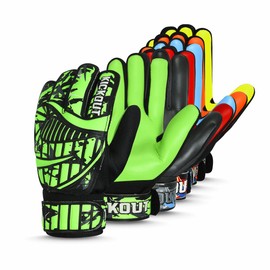 Kickout Premium Goalkeeper Gloves | Funky Goalkeeping Gloves With 3mm Latex For Super Grip & Protection | Adults Kids Boys Glove For Football Goalie (Neon Green, Size 3 suitable for 5-6 Years)