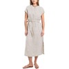 Amazhiyu Women's 100% Linen Summer Banded Collar Button Slits Midi