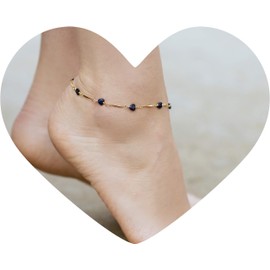 LIFETIME JEWELRY Blue Hearts Anklet for Women & Teen 24k Gold Plated Bracelet (11.0)