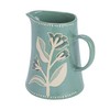 Creative Co-Op Hand-Painted Stoneware Pitcher with Wax Relief Pattern, Blue