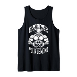 Exercise Your Demons Funny Gym Satanic Gothic Devil Workout Tank Top