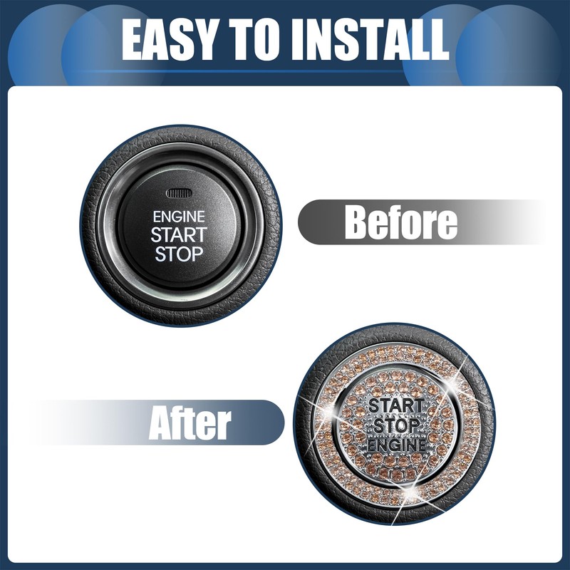 INFINAUTO Universal Bling Car Engine Start Stop Button Cover Car