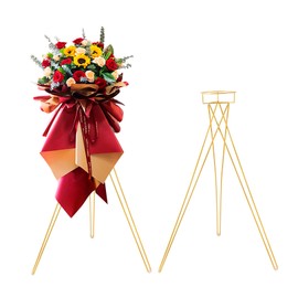 2 Pcs Gold Flower Stand Display -41.3" Tall Flower Arrangement Stand, Metal Flower Pot Holder Rack for Wedding Centerpieces Opening Party Reception Aisle