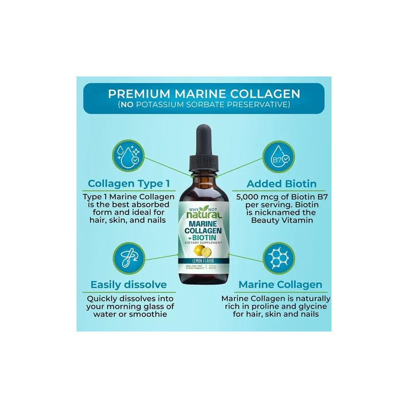 Colageno Marino + Biotina Liquido Why Not Natural Hecho Usa