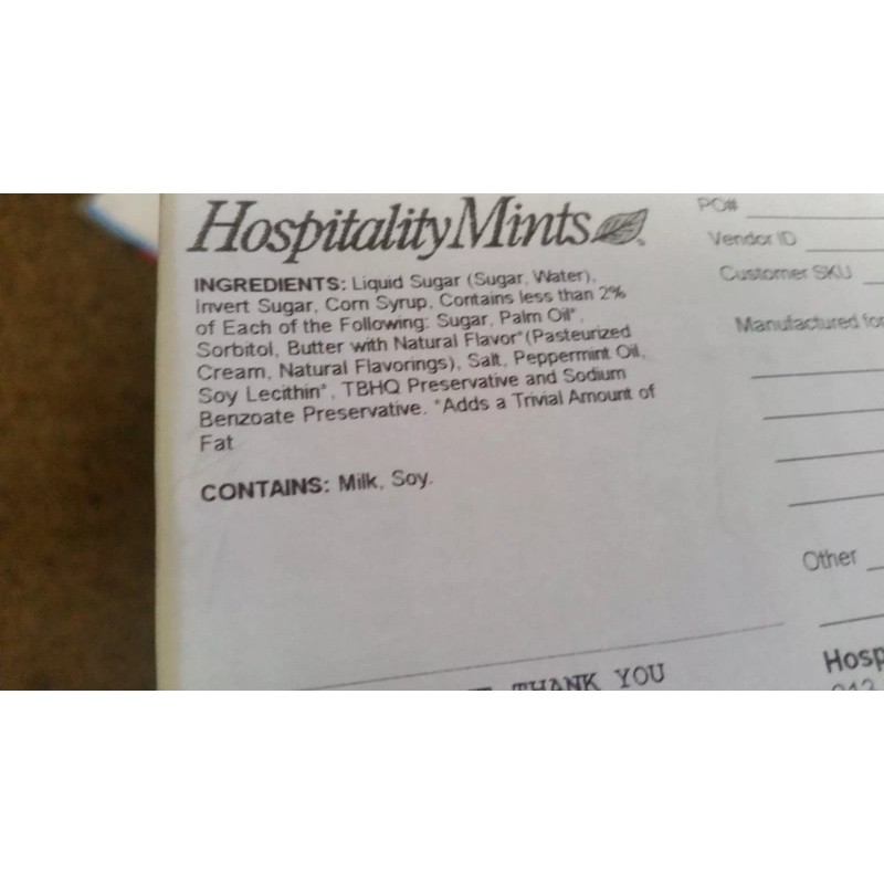 Hospitality Mints (50) "THANK YOU" CANDY BUTTERNUT MINTS WEDDINGS/HOTEL