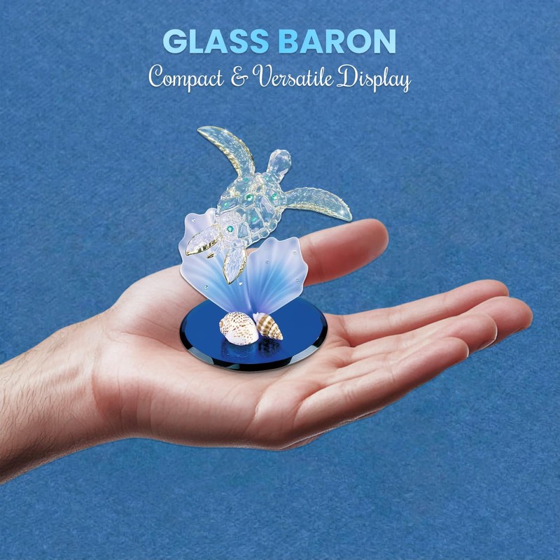 Glass Baron Sea Turtle with Blue Coral Figurine