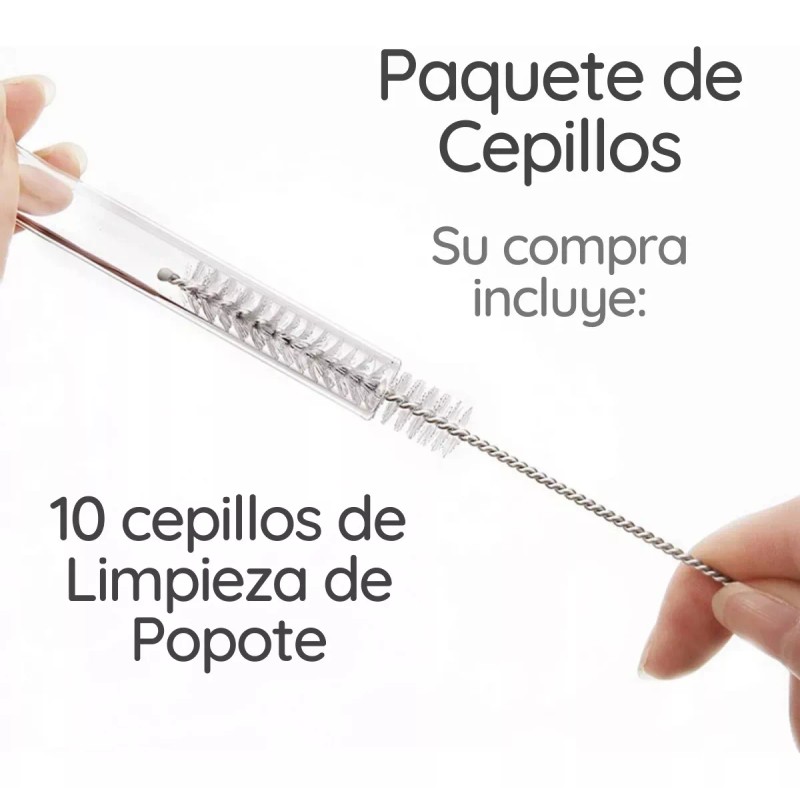 Universo en Linea Paquete 10pz Cepillo Lavar Popotes Reutilizable 17