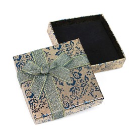 RKC x 1PCS Beautiful Sparkling Golden Blue Ribbon JEWELLERY GIFT BOXES For Necklace Bracelet Earrings Rings Baby Showers Wedding Favours Birthdays Charms Wholesale Sets