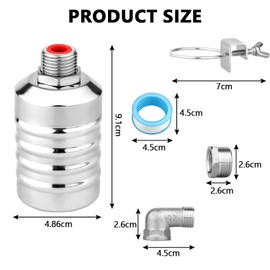 Schwimmventil 1/2'' oder 3/4'', 2 Stück Set Edelstahl Schwimmerventil zur Automatischen Wasserstandsregelung für Wassertanks, Fischteiche, Pools, Viehtröge, Destilliergeräte