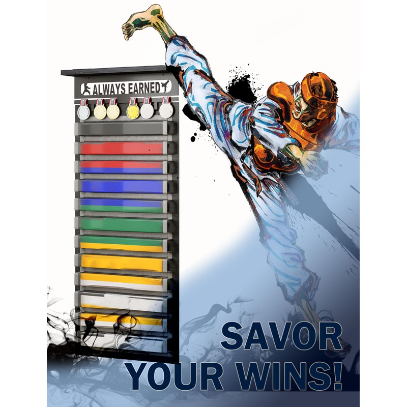 3 in 1 Karate and 12 Belts Taekwondo Belt Display