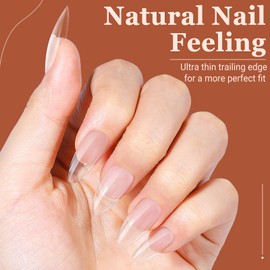 SIEQWIPEK Almond Fake Nail Tips -240Pcs Medium Gel x Nail Tips Pre-shaped Half Matte Full Cover Clear Acrylic Nails Gel Kit False Nail Tip Press on Nails for Nail Extension DIY Salon