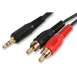 3.5MM(S) TO 2X PHONO - 2M GOLD, Audio & Video Cable Assemblies QTY X 1
