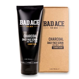 BAD ACE Daily Men's Face Wash with Scrubs | Korean Skin Care, Men's Charcoal Facial Care | Face Cleanser for Men | Exfoliating Face Scrub for Normal to Oily Skin | Summit Rain (4 oz)
