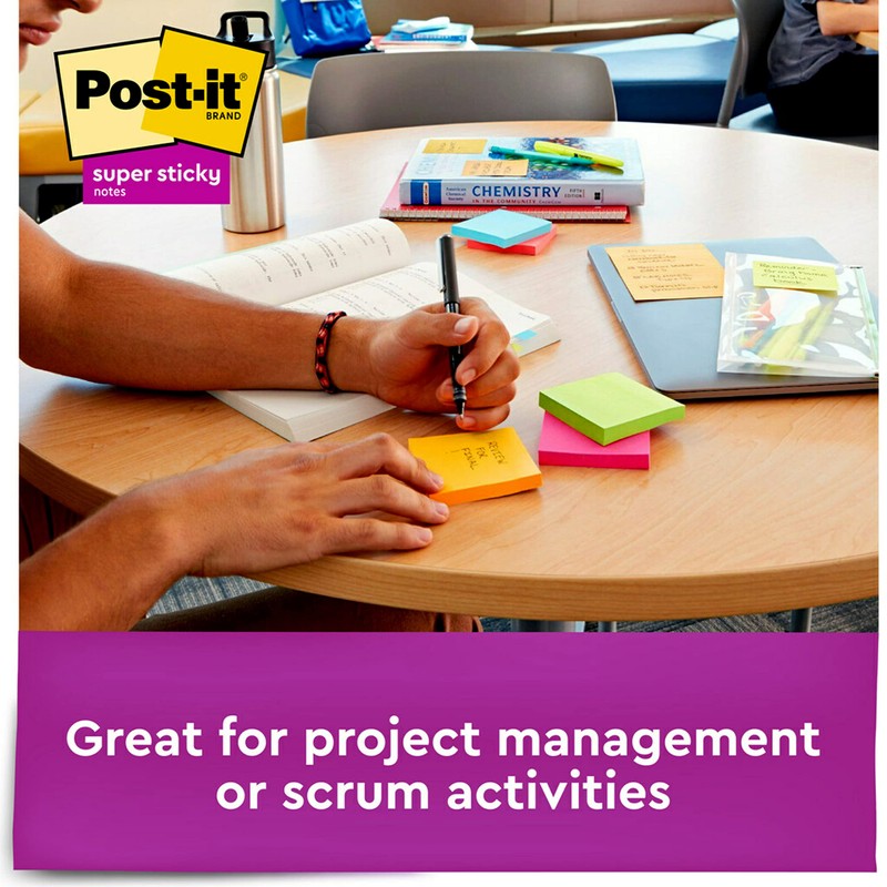 Post-it Super Sticky Notes, 3x3 in, 3 Pads, 2x the