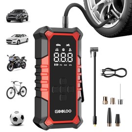GOOLOO A6 Gear Tire Inflator Portable Air Compressor, 160 PSI Cordless Tire Inflator with Digital Pressure Gauge ＆LED Light, Air Pump for Car Tires, Bike, Motorcycle, Balls