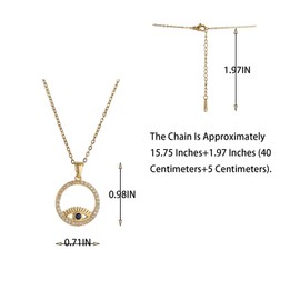 Women'S Exquisite Devil's Eye Round Blue And White Zircon Pendant Necklace, Minimalist Jewelry, Gold-Plated Stainless steel Material