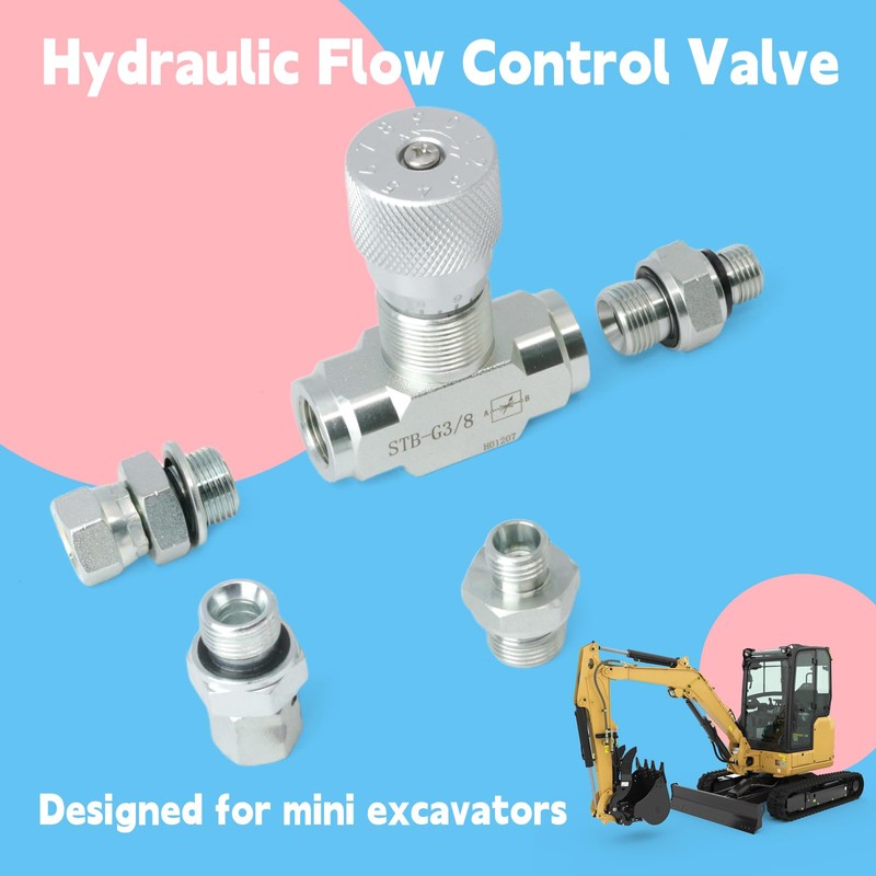 STB-G3/8 Hydraulic Flow Control Valve Compatible with Mini Excavator, 3/8"