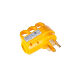 Plutreas 50 AMP Male RV Replacement Plug with Handle, 14-50P Heavy Duty 125V/250V 4 Prong Electrical Plug Adapter, Yellow