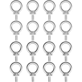 ABINLIN Eye Bolts M6, Pack of 16 Eye Bolts 304 Stainless Steel, Screw Eyes, Eye Bolt, Ring Nut, Ring Bolts