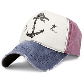 Glamorstar Pirate Ship Anchor Baseball Hat Printing Adjustable Hip-Hop Cap Navy Wine Red