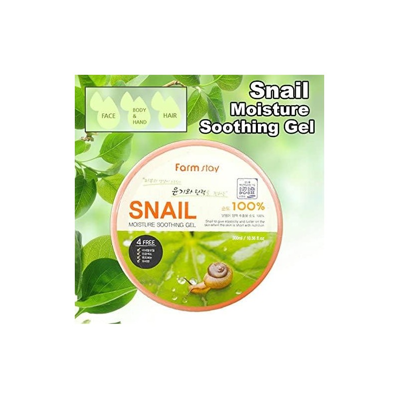 FARMSTAY Moisture Soothing Gel Snail 10.14 oz. /300ml Hydrates &