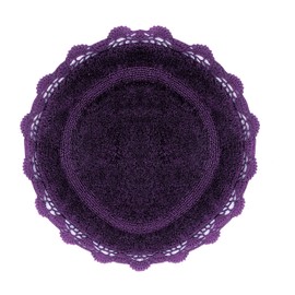 WARISI - Crochet Collection - Designer, Plush 100% Cotton Round, Oval Bath Area Rug (40 inches, Mauve Wine)
