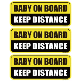 GEEKBEAR Baby on Board Car Magnet (3 Pack) - Rectangular Shape, 8.7 x 3.6 inch (Yellow/Black)