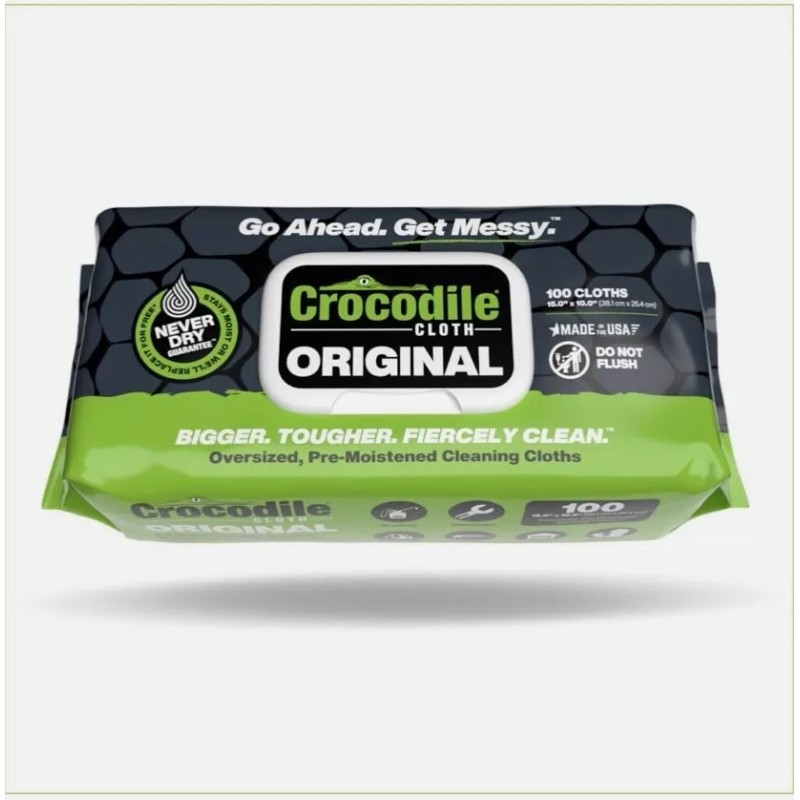 Crocodile Cloth Industrial Hand & Tool Cleaning Wipes - Heavy-Duty