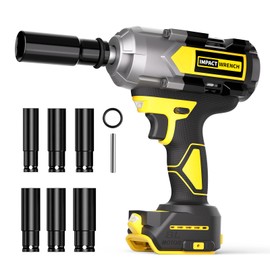 VERVEWAVE 1200N.m Impact Wrench for DeWalt 20V Battery (no battery), 20V 1/2” Cordless Impact Gun, 900Ft-lbs Electric Impact Driver with 3-Speed Control, 6 Pcs Impact Sockets Included, Tool Only