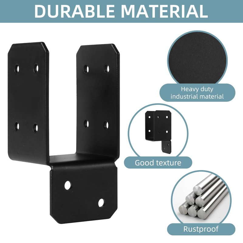 16pcs Black Caps Tie Bracket for 2x4 Post, Post Anchor