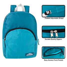 Color Block Backpacks for School Boys and Girls, 15 Inch Two Tone Backpack for Classroom, Work, Travel for Kids and Adults