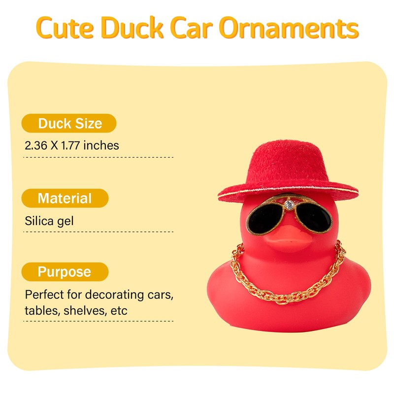 wonuu Car Dashboard Rubber Duck Ornament, Car Decoration Colour Ducks