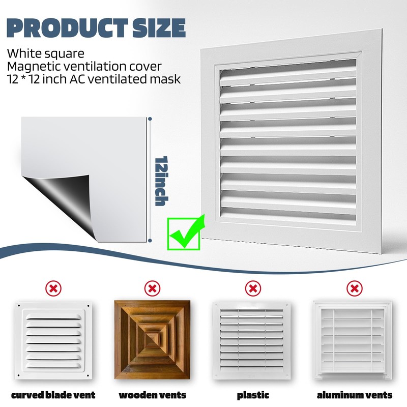 ziyue Square Magnetic Vent Cover 12Inches Extra Thick Magnetic Register