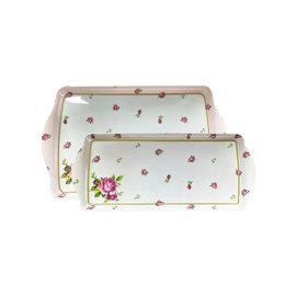 Royal Albert New Imperial Rose Pink Tray 2P Set (Medium + Sandwich) / 로얄알버트 뉴황실장미 핑크 트레이 2P 세트 (중+샌드위치)