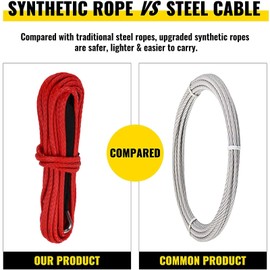 15M Synthetic Rope, 7700 Lbs, Winch Cable, Nylon Replacement Line with Protective Case, Forged Hook for Off-Road Vehicle, ATV, UTV, SUV, Truck, Boat, Kit and Rugged Smittybilt (A