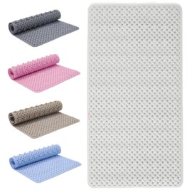 Bath Mat Non Slip Anti Mould - 36x70cm Bathtub Mat for Bathroom with Suction Cups and Drain Holes, Machine Washable Shower Mats for Inside Shower Ideal for Kids & Elderly - Anti Slip Bath Mat (White)