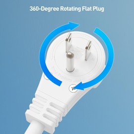 [ETL Listed] Cable Matters 2-Pack 16 AWG 360° Rotating Flat Plug Extension Cord - 10ft, Low Profile 3 Prong Power Extension Cords, NEMA 5-15P to NEMA 5-15R, White