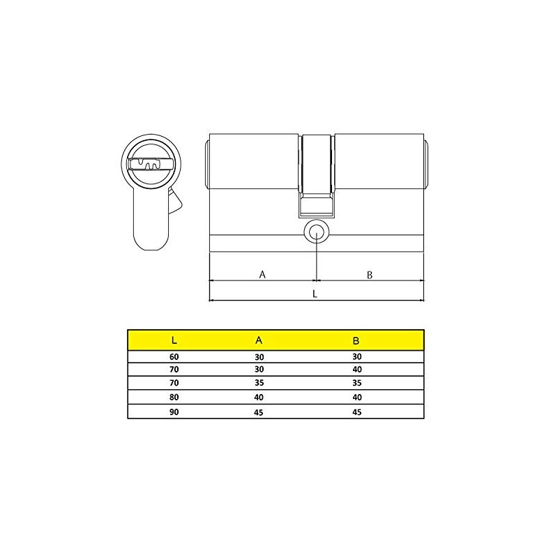 Yale YL65050HN 50 x 50mm Security Cylinder YL6 Long Lever