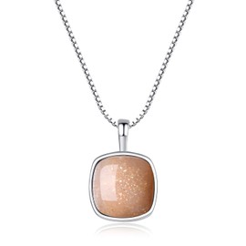 COAI Women's Necklace with Silver Pendant, sunstone, Sunstone
