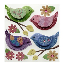 Jolee's Boutique 50-21368 Sticker 3D Stitched Birds, Multicolor